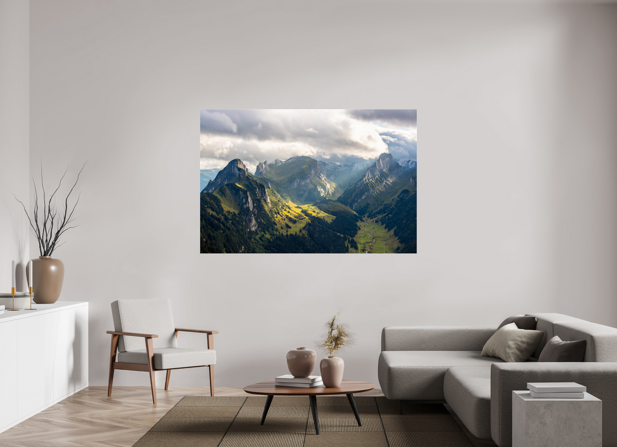 180 x 120 cm, Photo Print Under Acrylic Glass Valley in the Alpstein