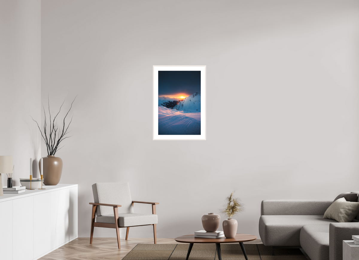 50 x 75 cm, Rahmen-Weiß Sunset Above Zürs, Arlberg