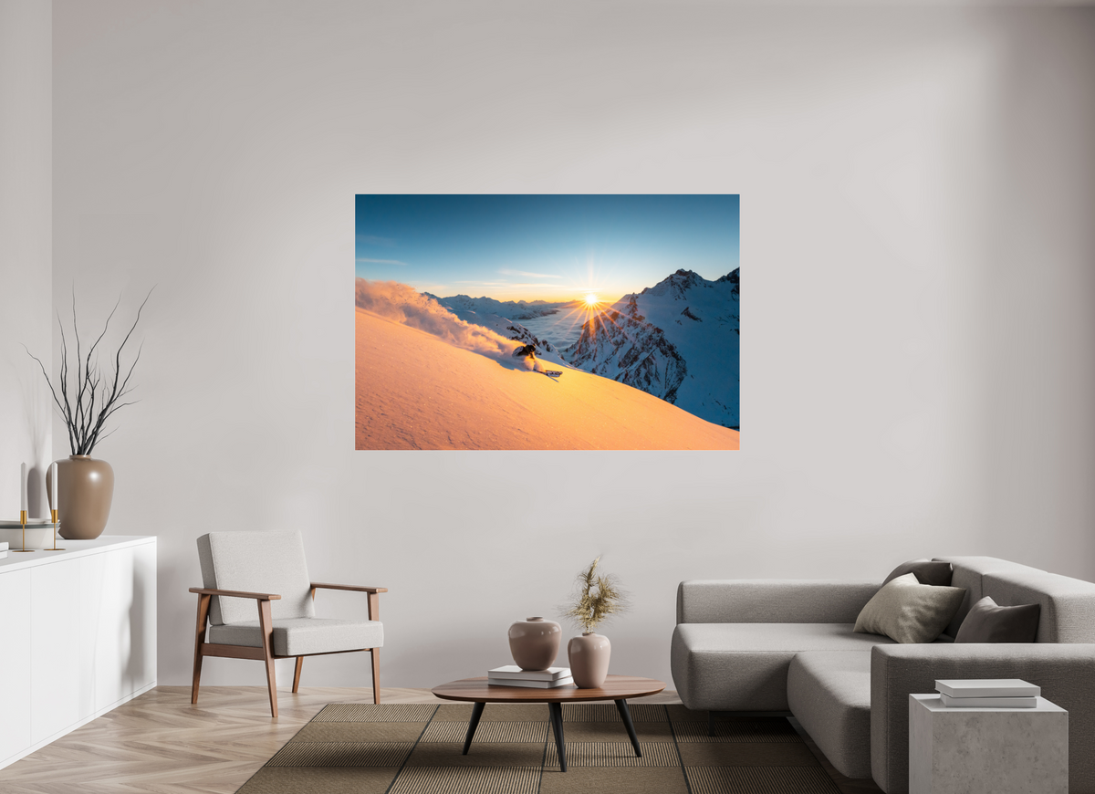 180 x 120 cm, Photo Print Under Acrylic Glass Freeride at Sunset, Trittkopf, Arlberg