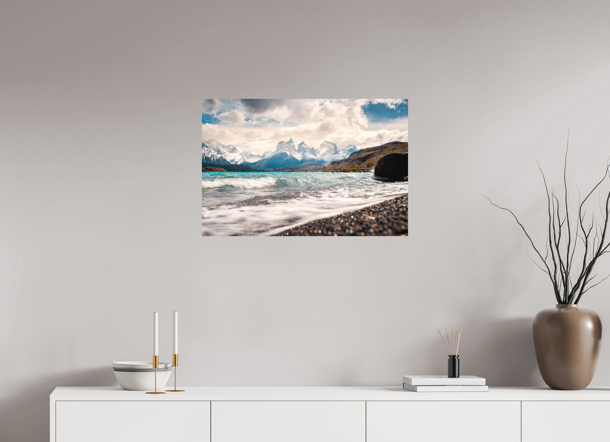 75 x 50 cm, Papierprint ohne Rahmen Torres del Paine, Dramatic Skies