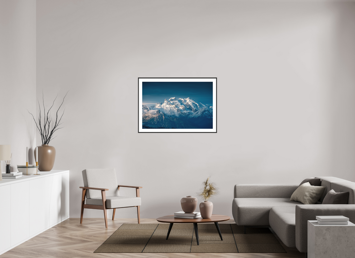 105 x 70 cm, Rahmen-Schwarz Sunrise at Muttjoechle, Drei Türme View