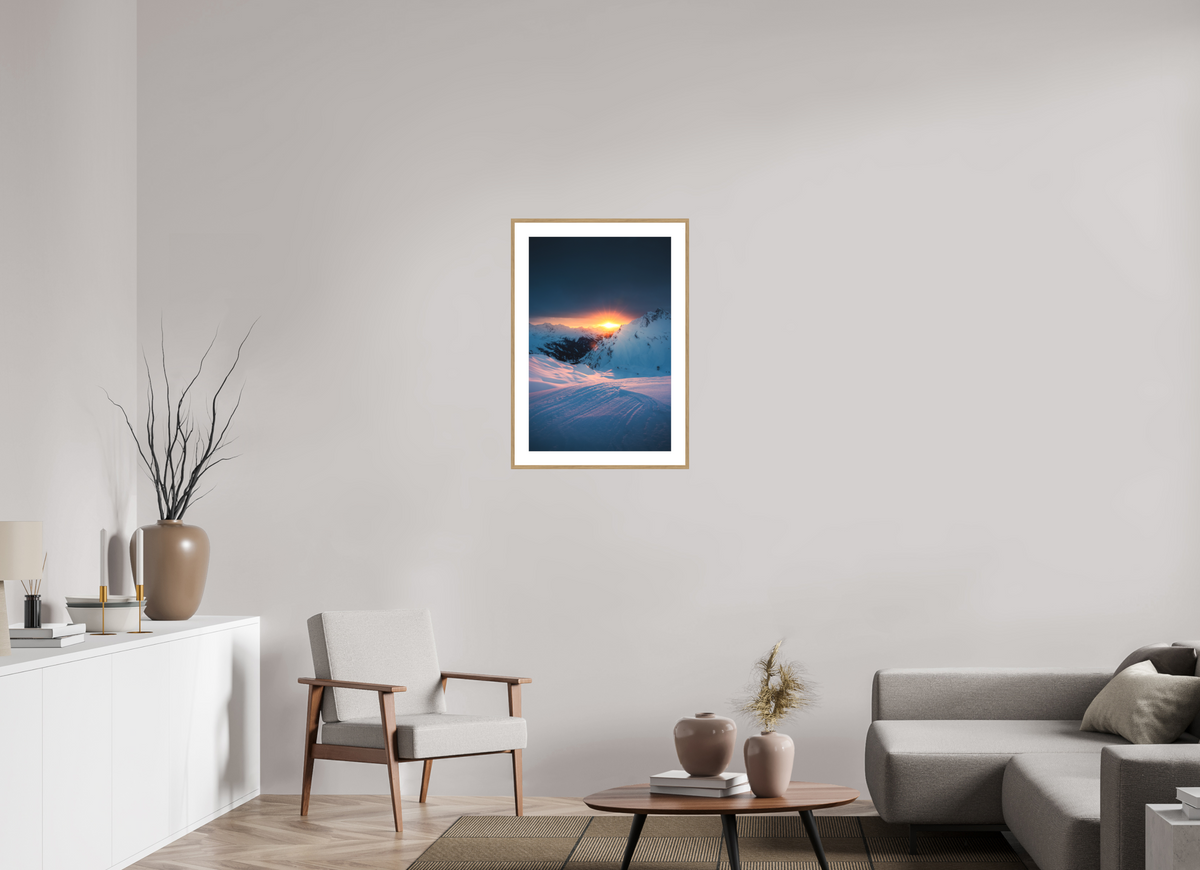 50 x 75 cm, Rahmen-Holzoptik Sunset Above Zürs, Arlberg