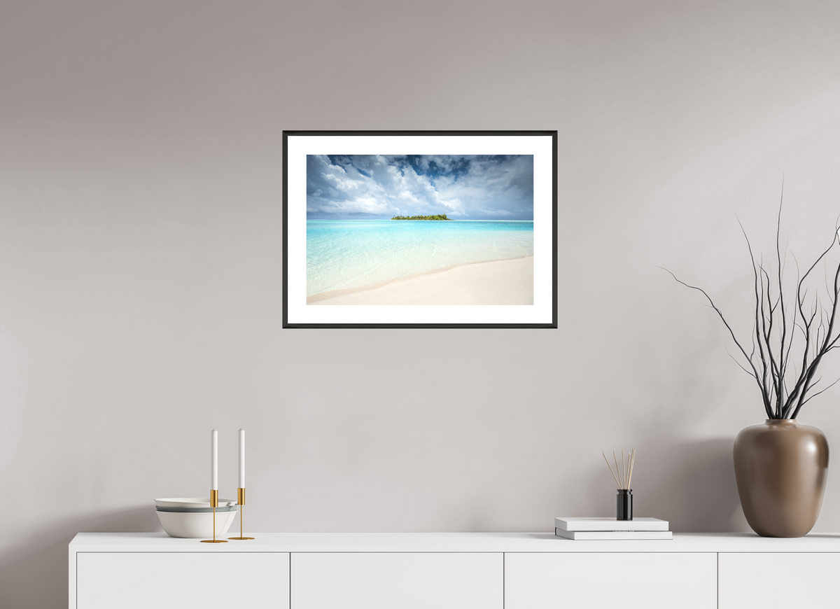 60 x 40 cm, Rahmen-Schwarz Island in the Lagoon, Aitutaki