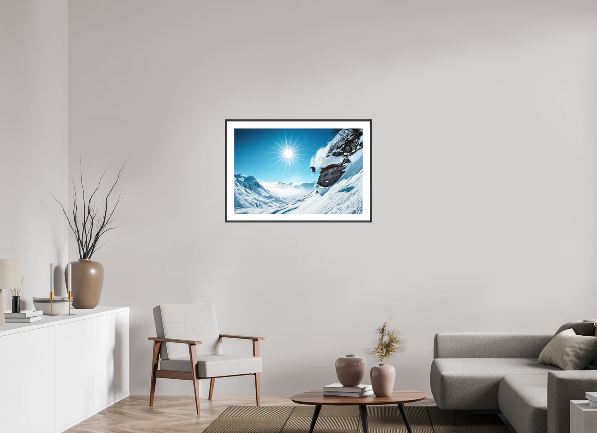 90 x 60 cm, Rahmen-Schwarz Freeride Jump, Lech Zürs