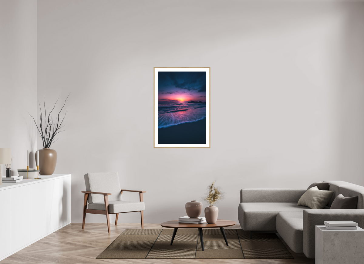 70 x 105 cm, Rahmen-Holzoptik Falassarna Evening, Crete Beach
