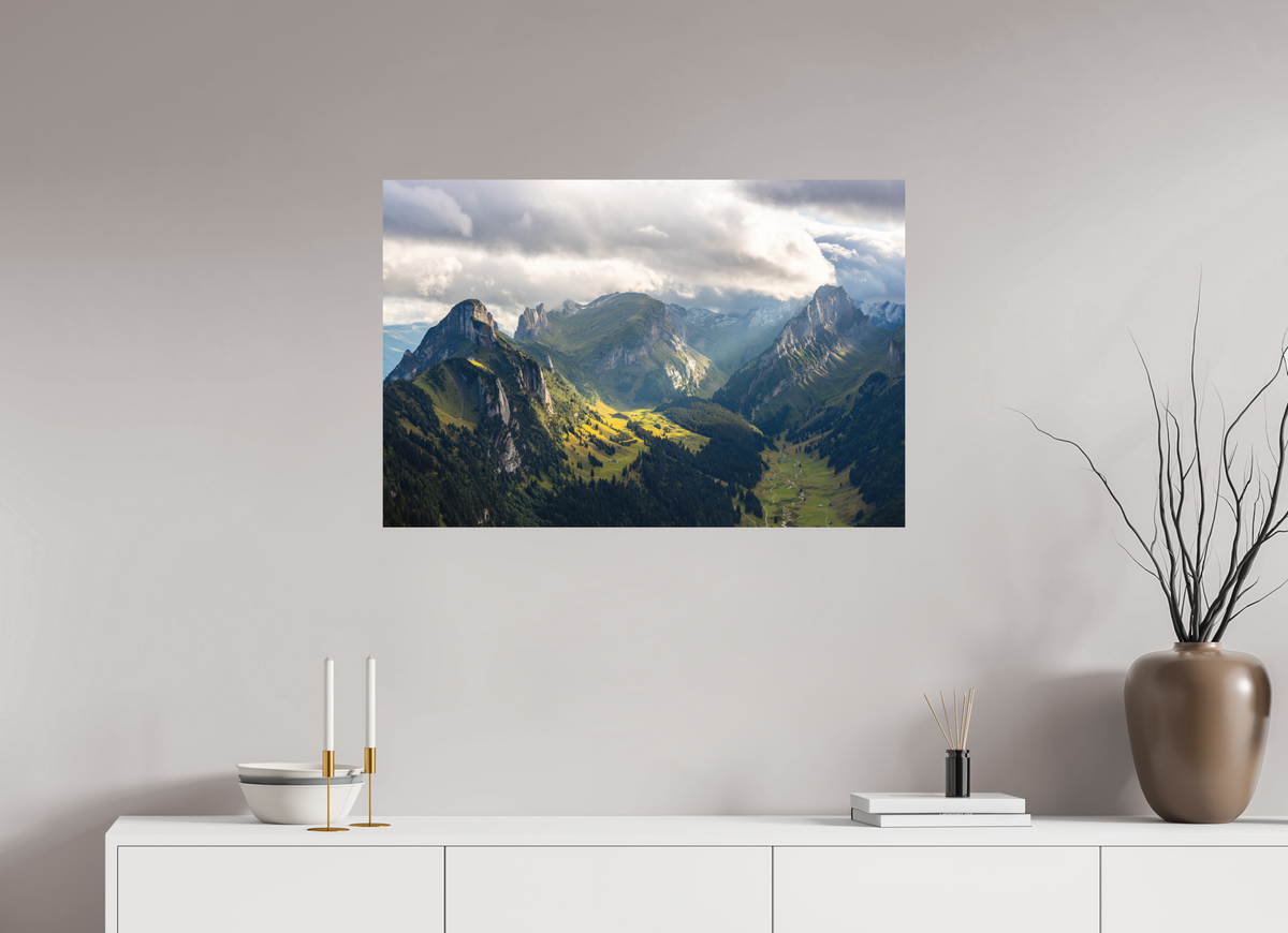 90 x 60 cm, Papierprint ohne Rahmen Valley in the Alpstein