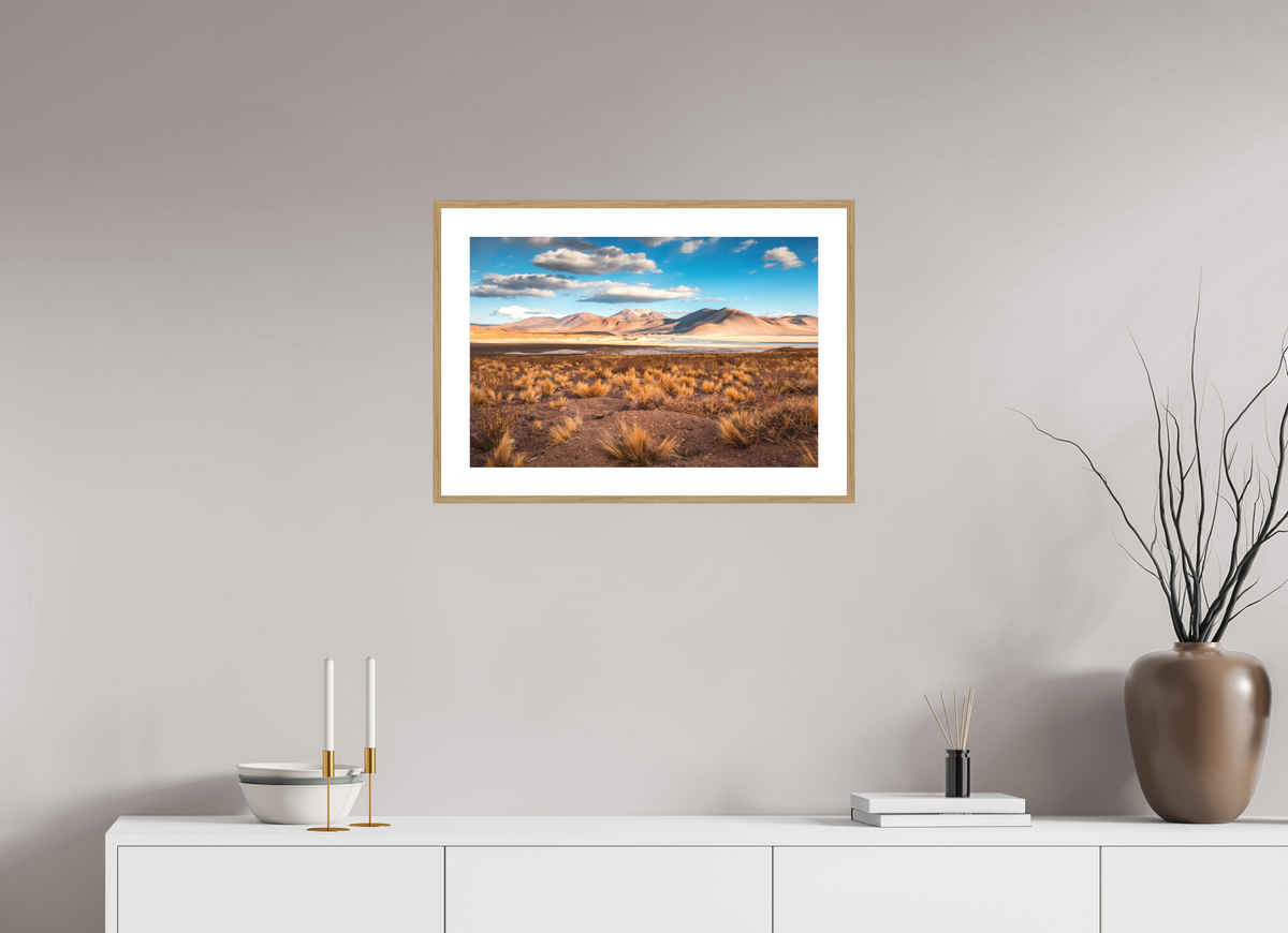 60 x 40 cm, Rahmen-Holzoptik Golden Light in the Atacama Desert