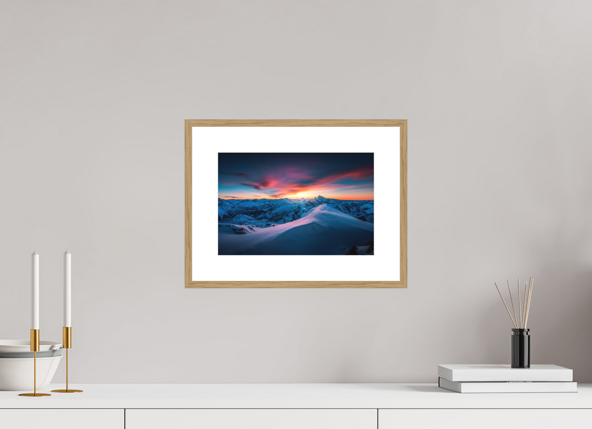 30 x 20 cm, Rahmen-Holzoptik Sunset at the Mohnenfluh, Lech