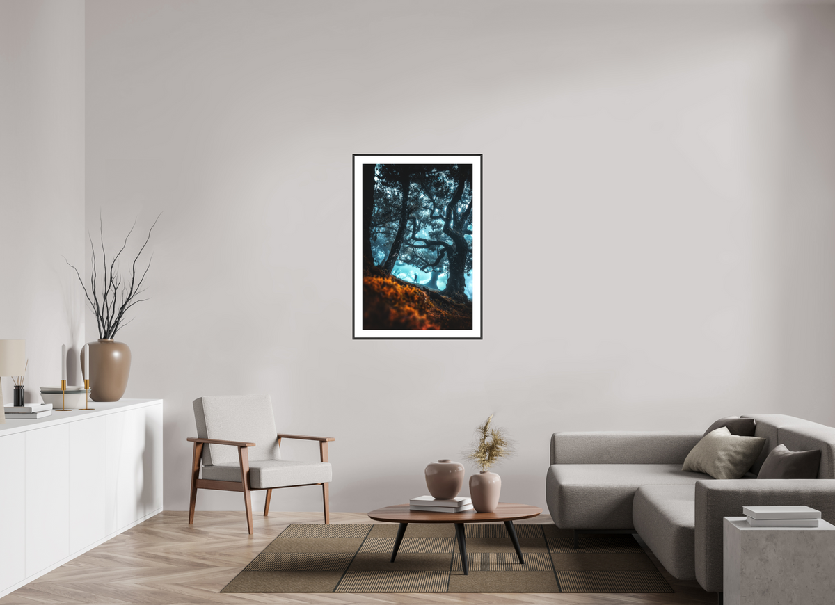 70 x 105 cm, Rahmen-Schwarz Enchanted Forest, Fanal, Madeira