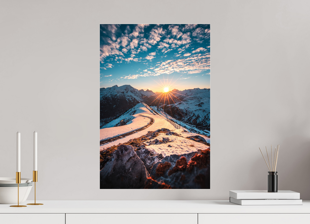 40 x 60 cm, Photo Print Under Acrylic Glass Kriegerhorn at Sunset, Lech