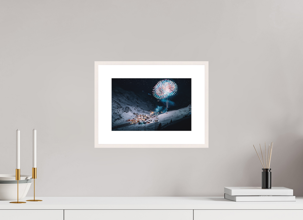30 x 20 cm, Rahmen-Weiß Fireworks Over Zürs, Arlberg