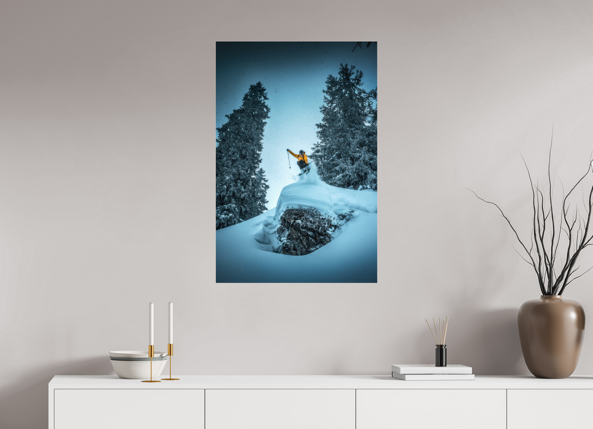 60 x 90 cm, Photo Print Under Acrylic Glass Frozen Launch Over the Trees