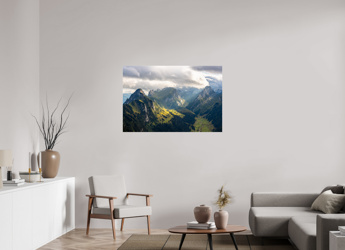 120 x 80 cm, Photo Print Under Acrylic Glass Valley in the Alpstein