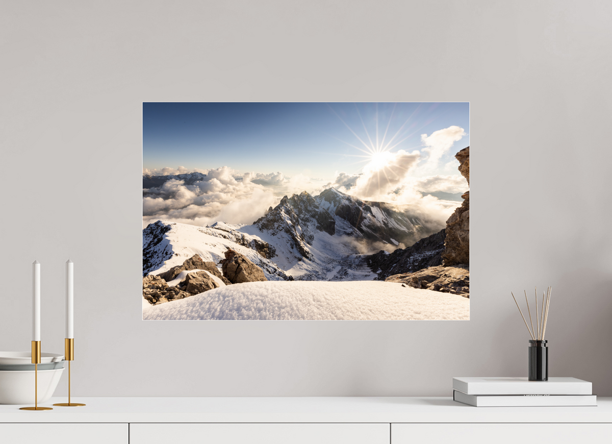 60 x 40 cm, Photo Print Under Acrylic Glass Dramatic Sunset at the Valluga, Arlberg