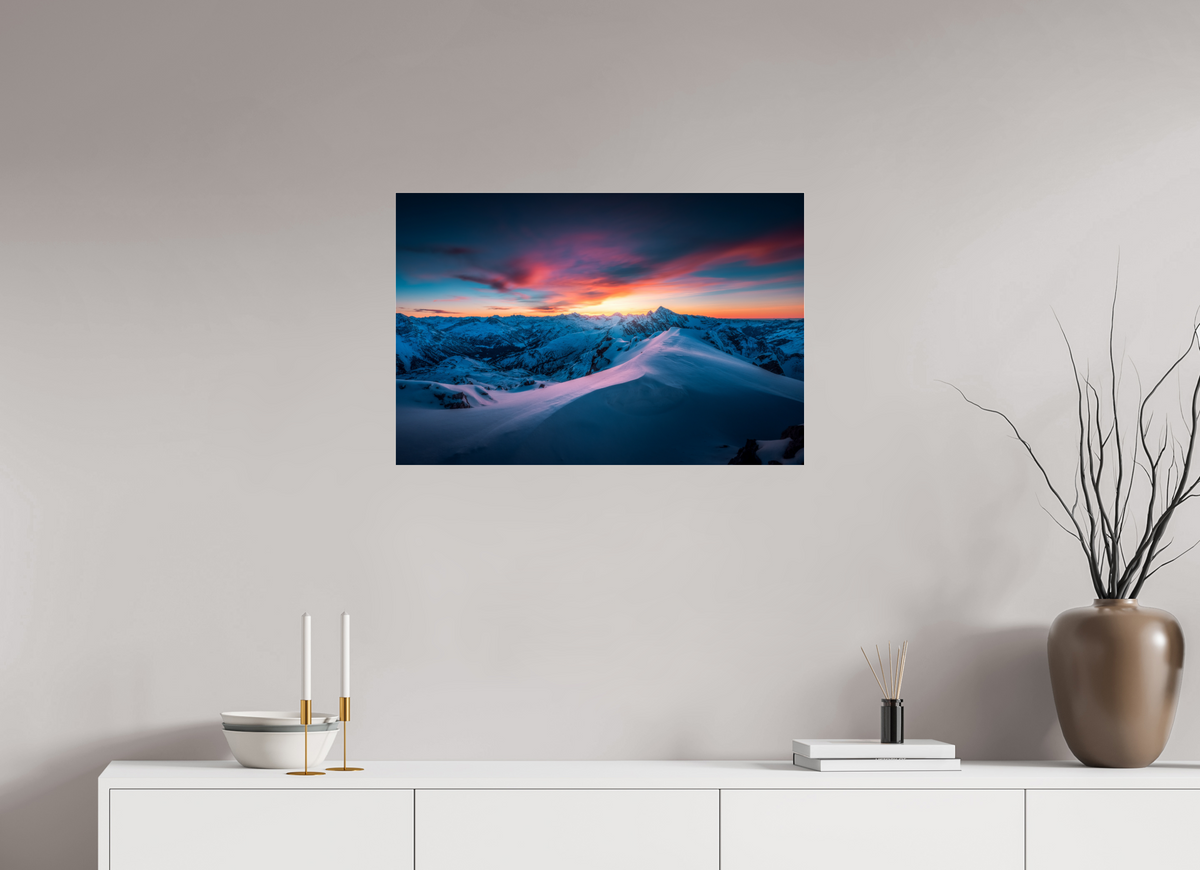 75 x 50 cm, Photo Print Under Acrylic Glass Sunset at the Mohnenfluh, Lech