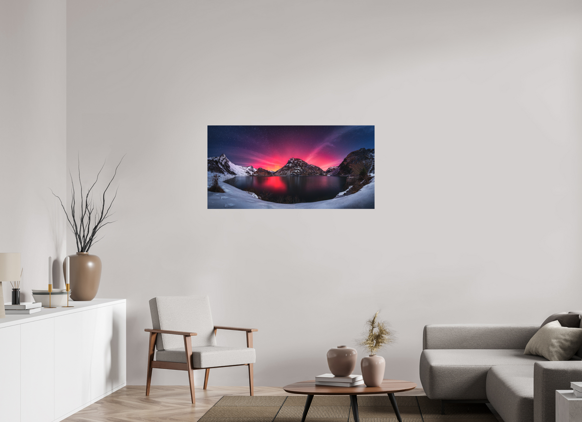 120 x 60 cm, Papierprint ohne Rahmen Northern Lights over the Spullersee, Arlberg