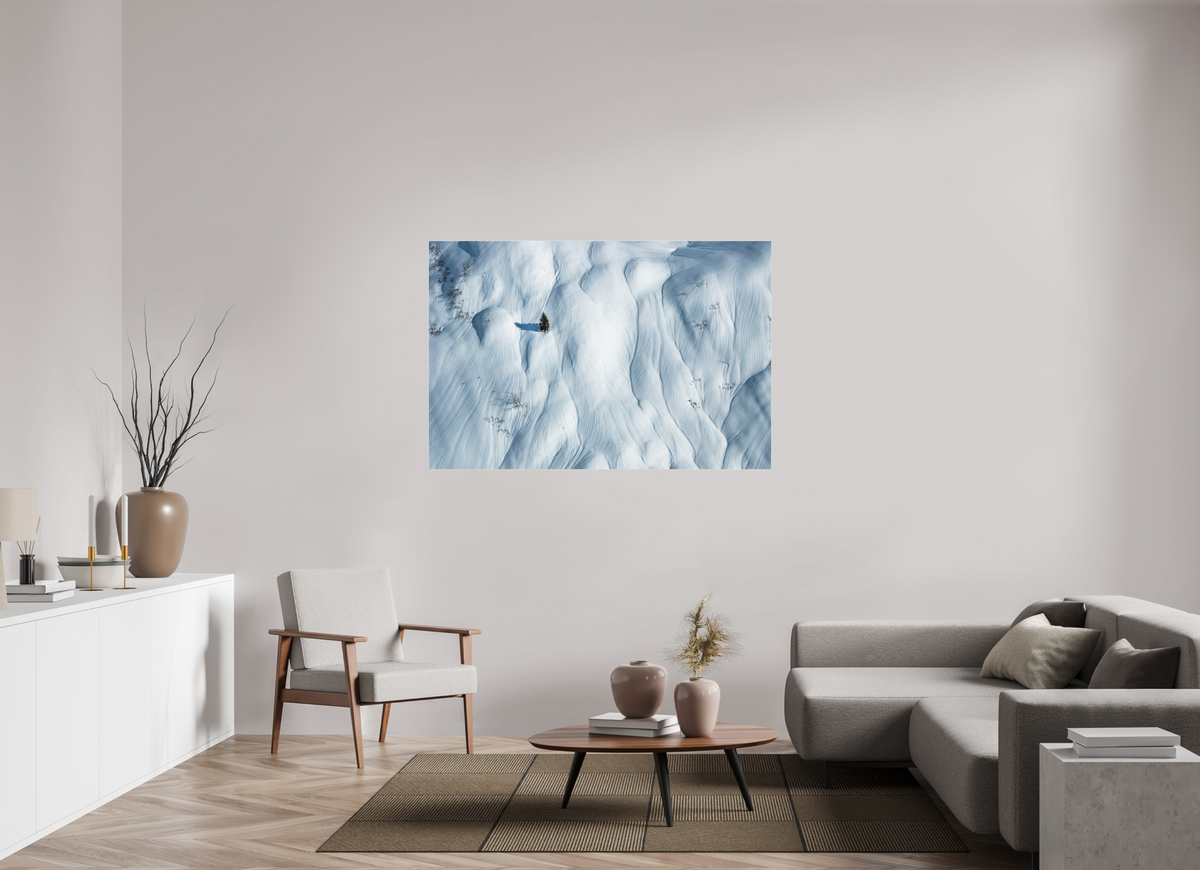 150 x 100 cm, Photo Print Under Acrylic Glass Lone Skier in the Snow Waves