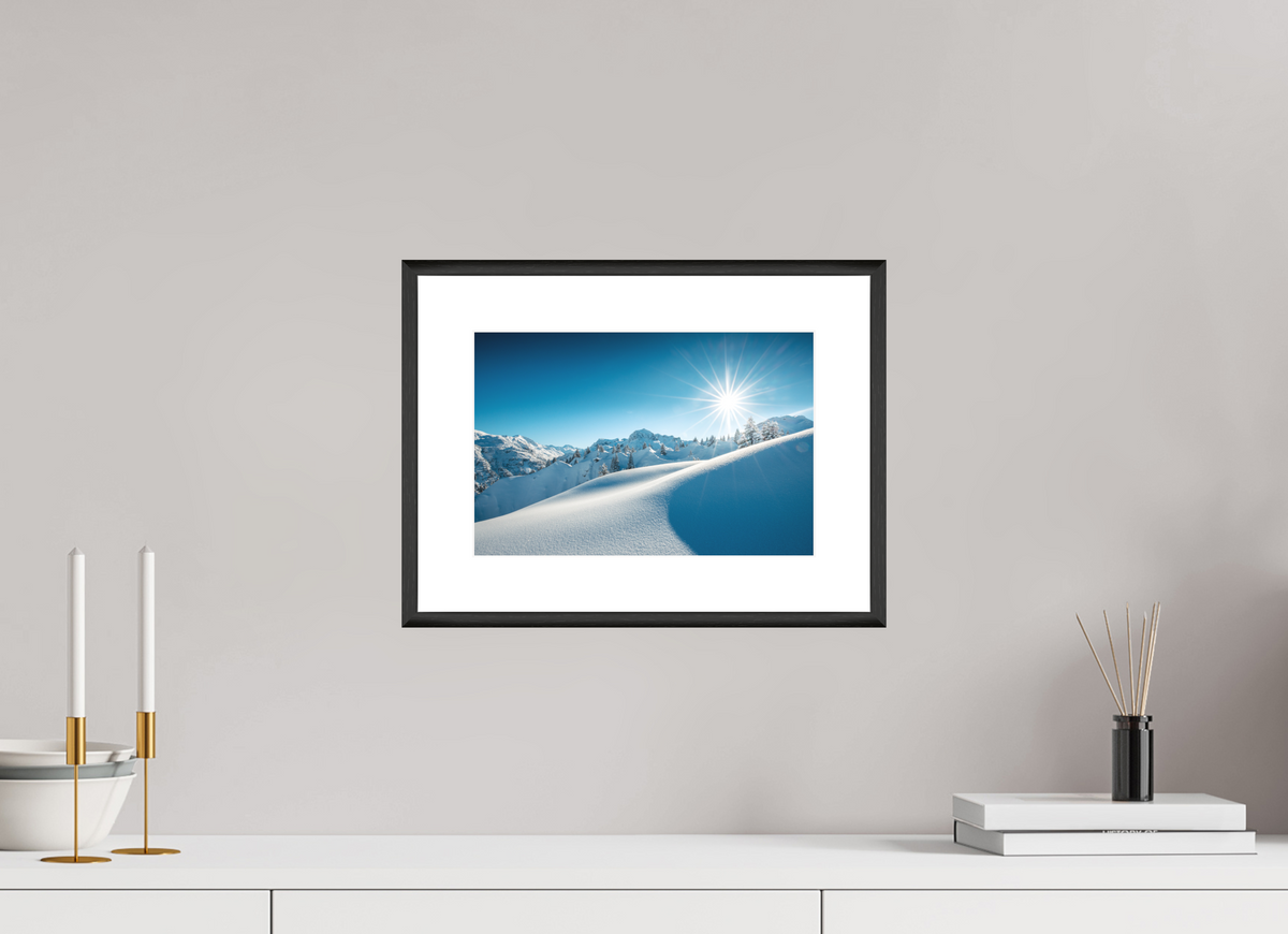 30 x 20 cm, Rahmen-Schwarz Morning Light Above Lech