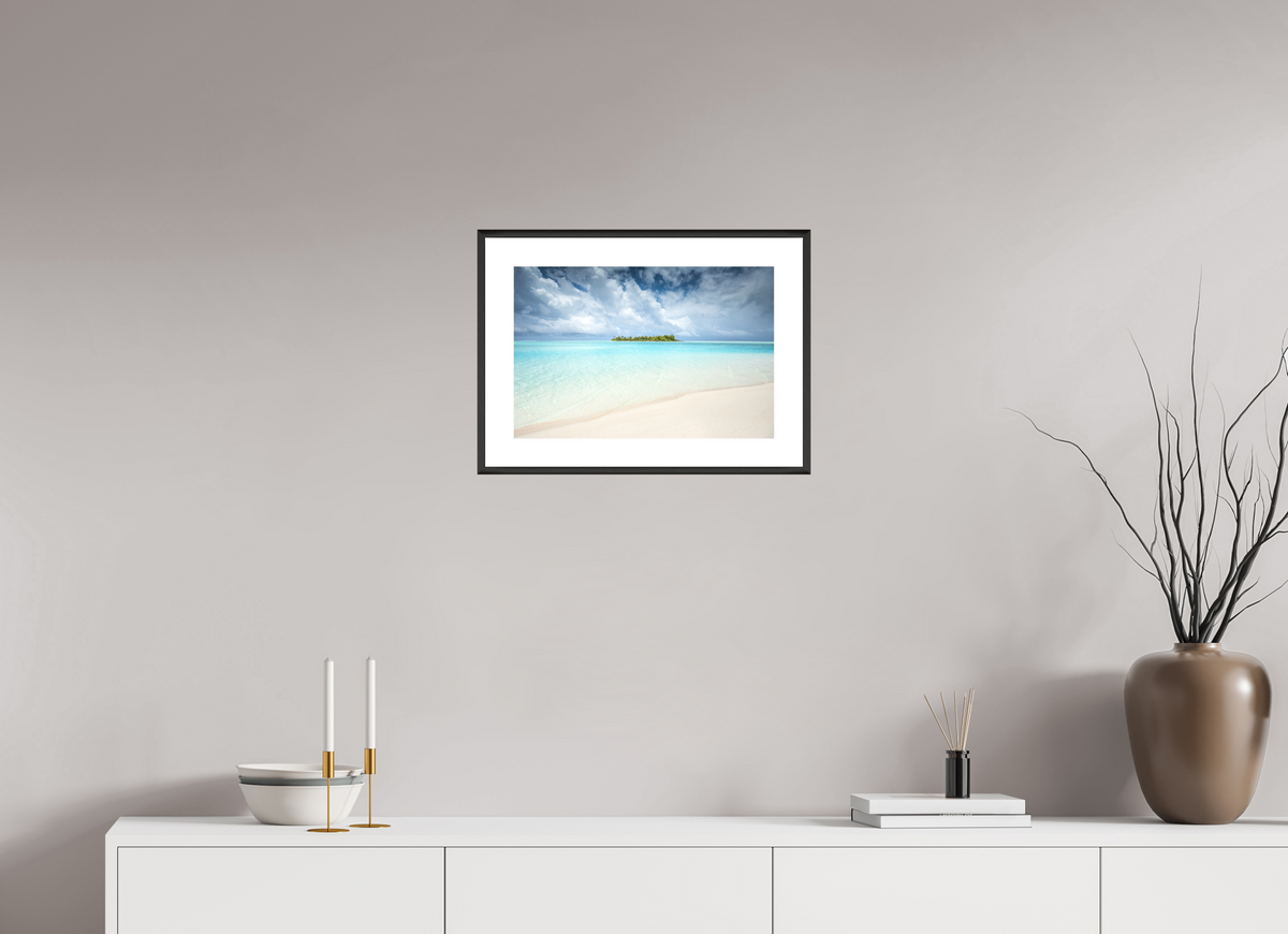 45 x 30 cm, Rahmen-Schwarz Island in the Lagoon, Aitutaki