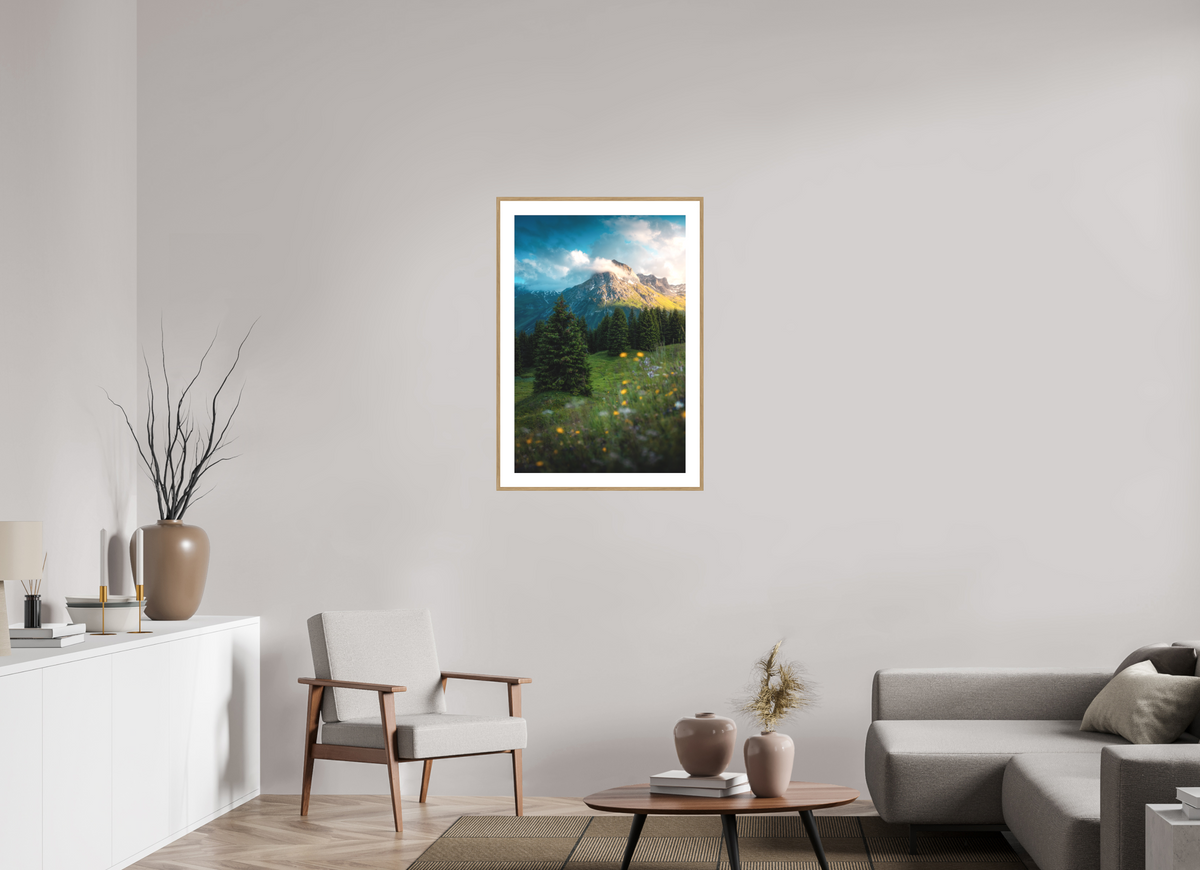 60 x 90 cm, Rahmen-Holzoptik Omeshorn View, Lech Austria