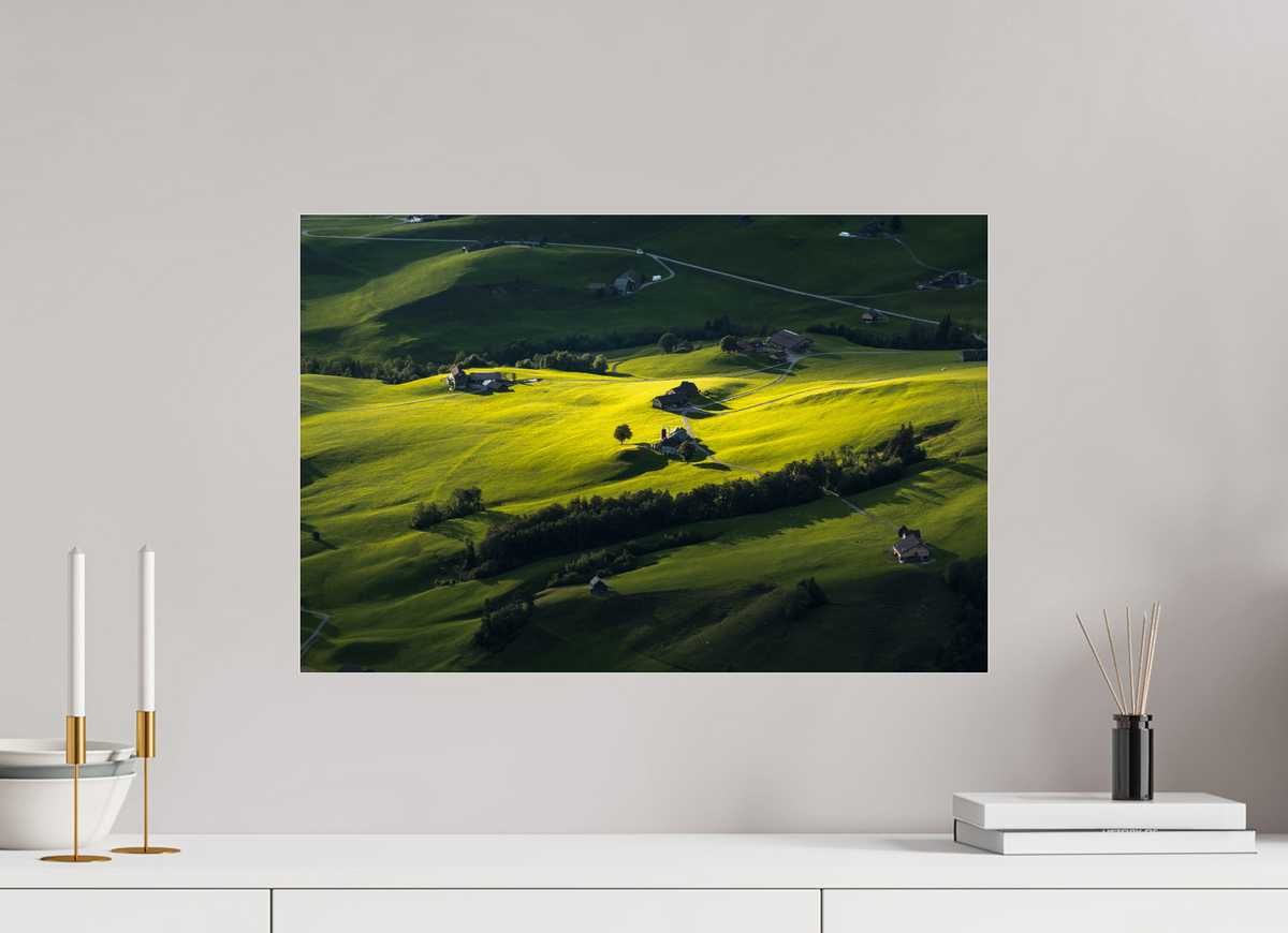 60 x 40 cm, Photo Print Under Acrylic Glass Swiss Farmland at Hoher Kasten, Alpstein