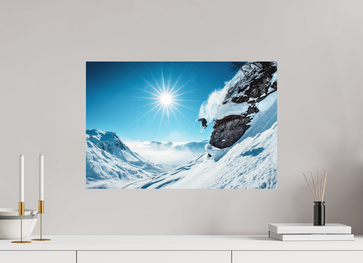 60 x 40 cm, Papierprint ohne Rahmen Freeride Jump, Lech Zürs