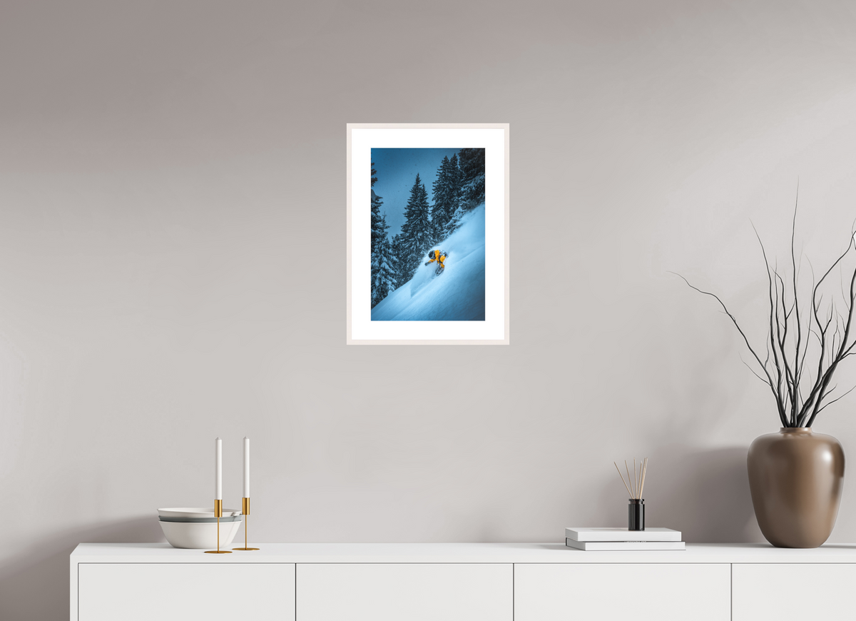 30 x 45 cm, Rahmen-Weiß Powder Turn at the Sonnenkopf, Klostertal