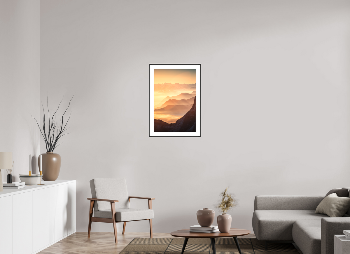 50 x 75 cm, Rahmen-Schwarz Säntis Ridge Silhouette, Switzerland