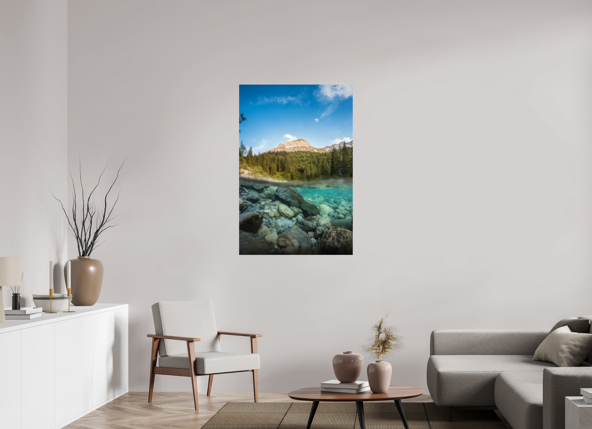 80 x 120 cm, Photo Print Under Acrylic Glass Summer on the Lech River, Arlberg