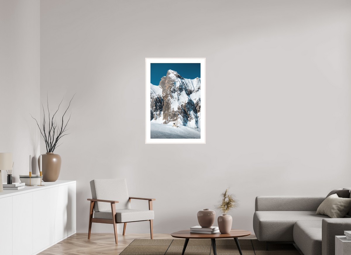 60 x 90 cm, Rahmen-Weiß Snowy Rock Face in Winter