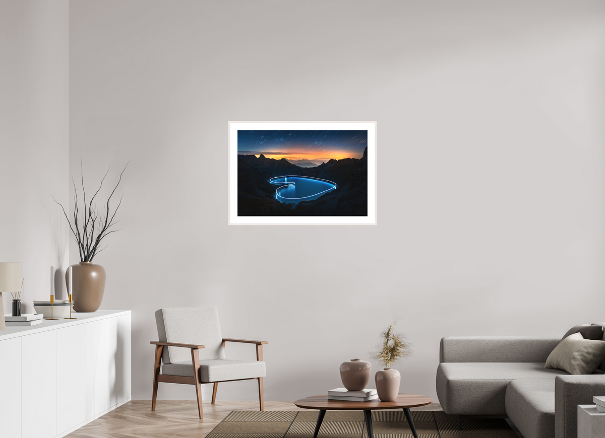 90 x 60 cm, Rahmen-Weiß Lünersee Heart, Vorarlberg