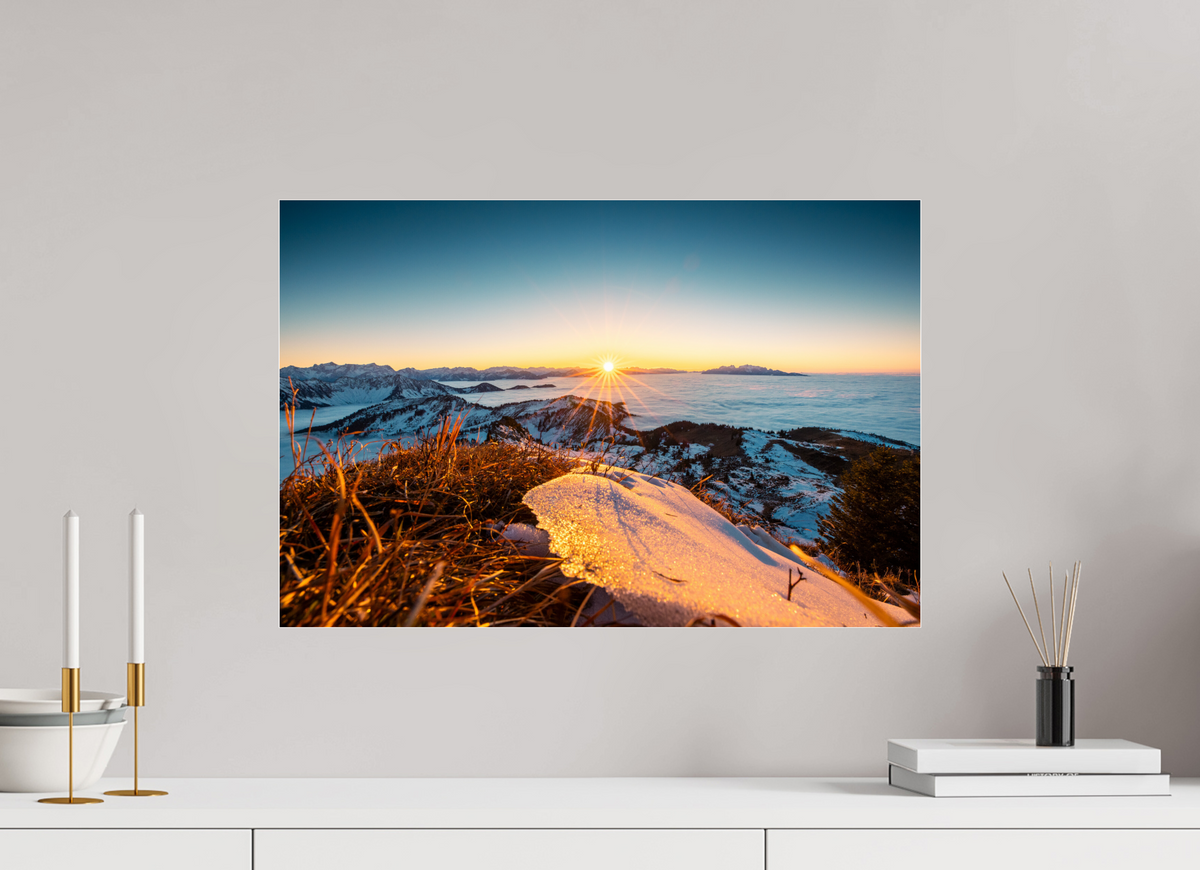 60 x 40 cm, Photo Print Under Acrylic Glass Sunset at the Hohe Matona, Vorarlberg