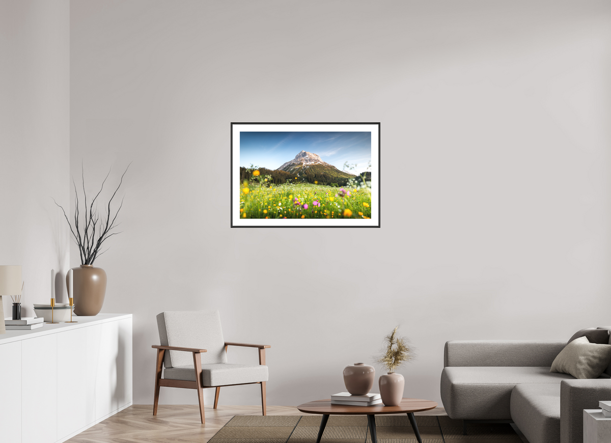 90 x 60 cm, Rahmen-Schwarz Omeshorn, Lech Alps