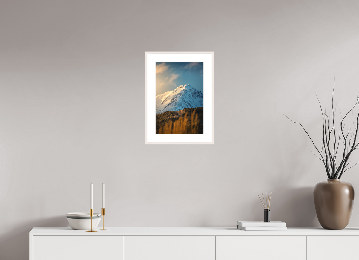 30 x 45 cm, Rahmen-Weiß Sunlit Peaks, Ushuaia