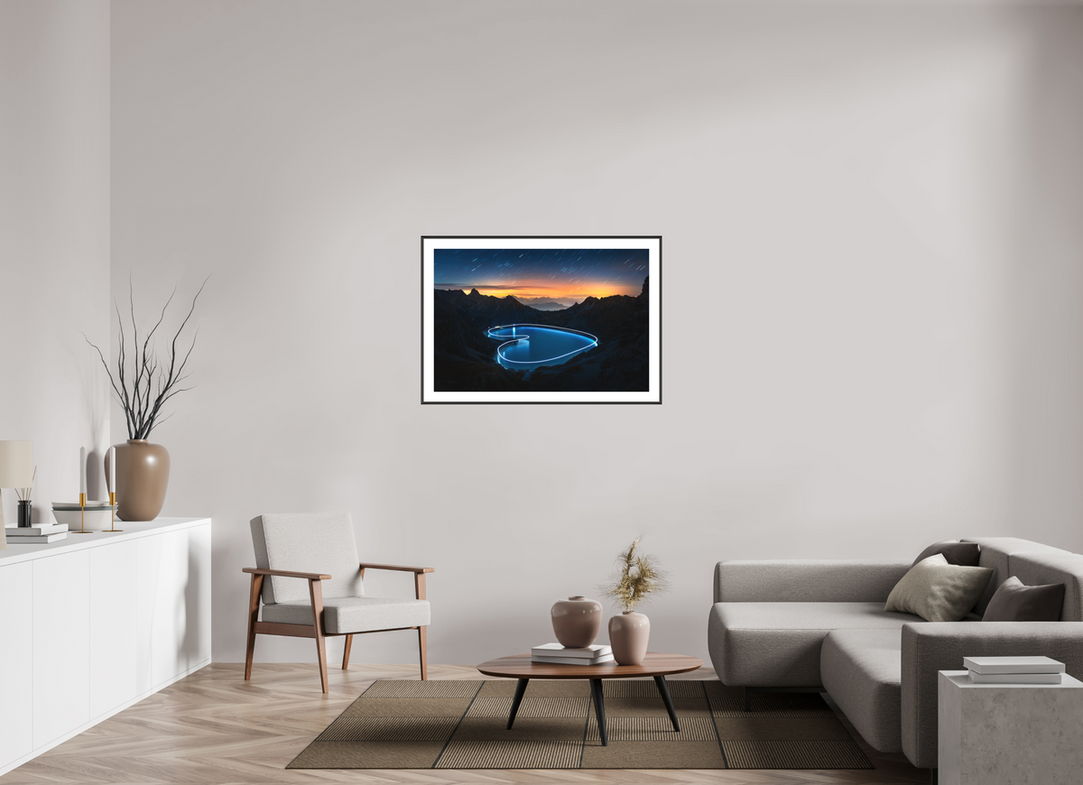 105 x 70 cm, Rahmen-Schwarz Lünersee Heart, Vorarlberg