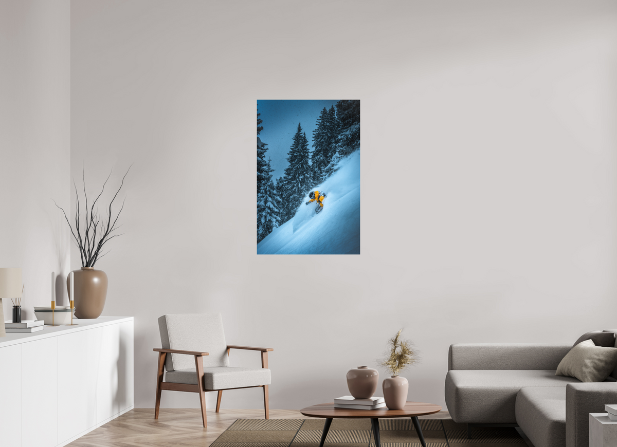 70 x 105 cm, Papierprint ohne Rahmen Powder Turn at the Sonnenkopf, Klostertal