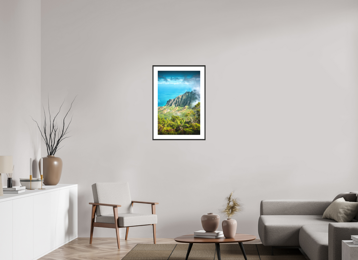 50 x 75 cm, Rahmen-Schwarz Kalalau Valley Viewpoint, Kauai Hawaii