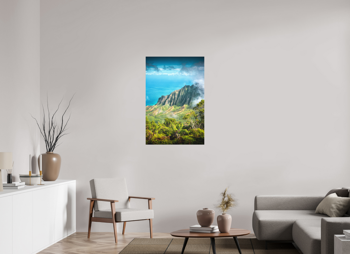 70 x 105 cm, Papierprint ohne Rahmen Kalalau Valley Viewpoint, Kauai Hawaii