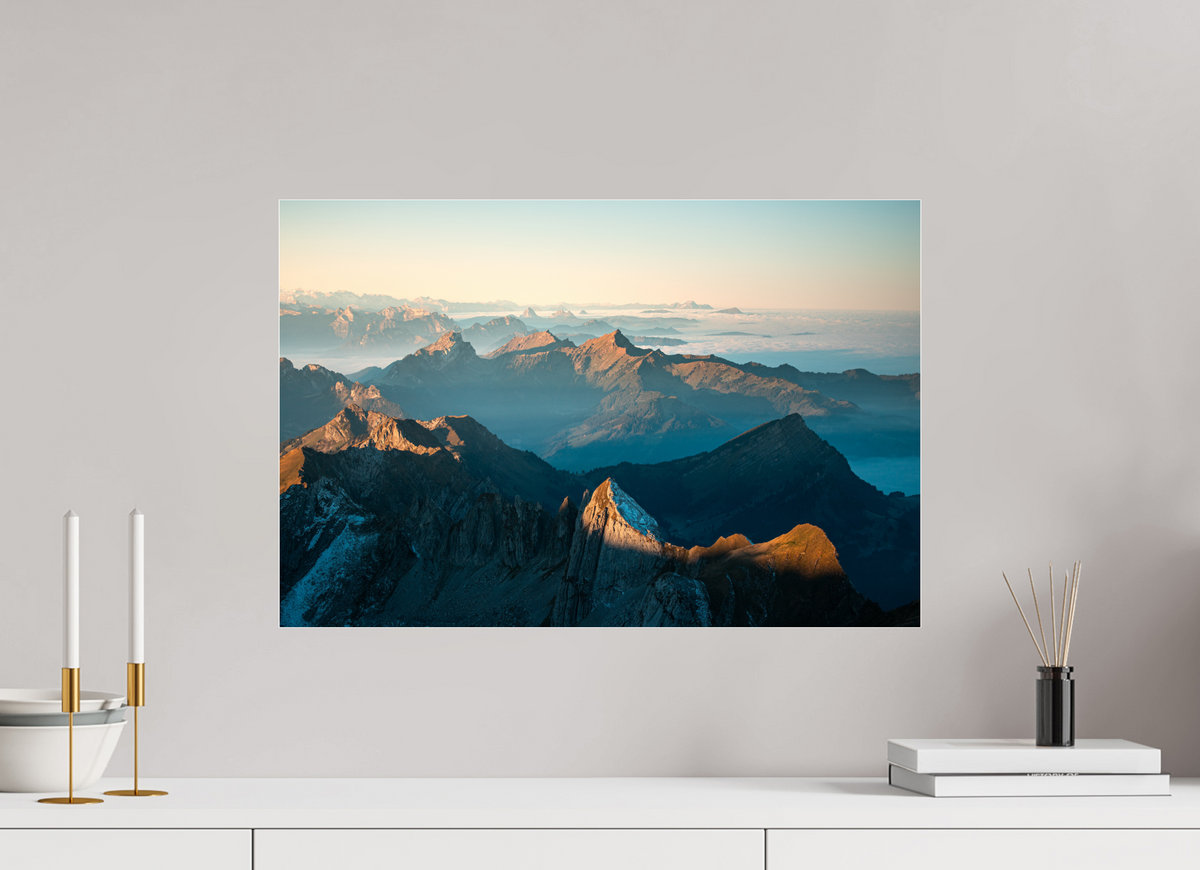 60 x 40 cm, Photo Print Under Acrylic Glass Säntis Morning Ridge Light, Switzerland