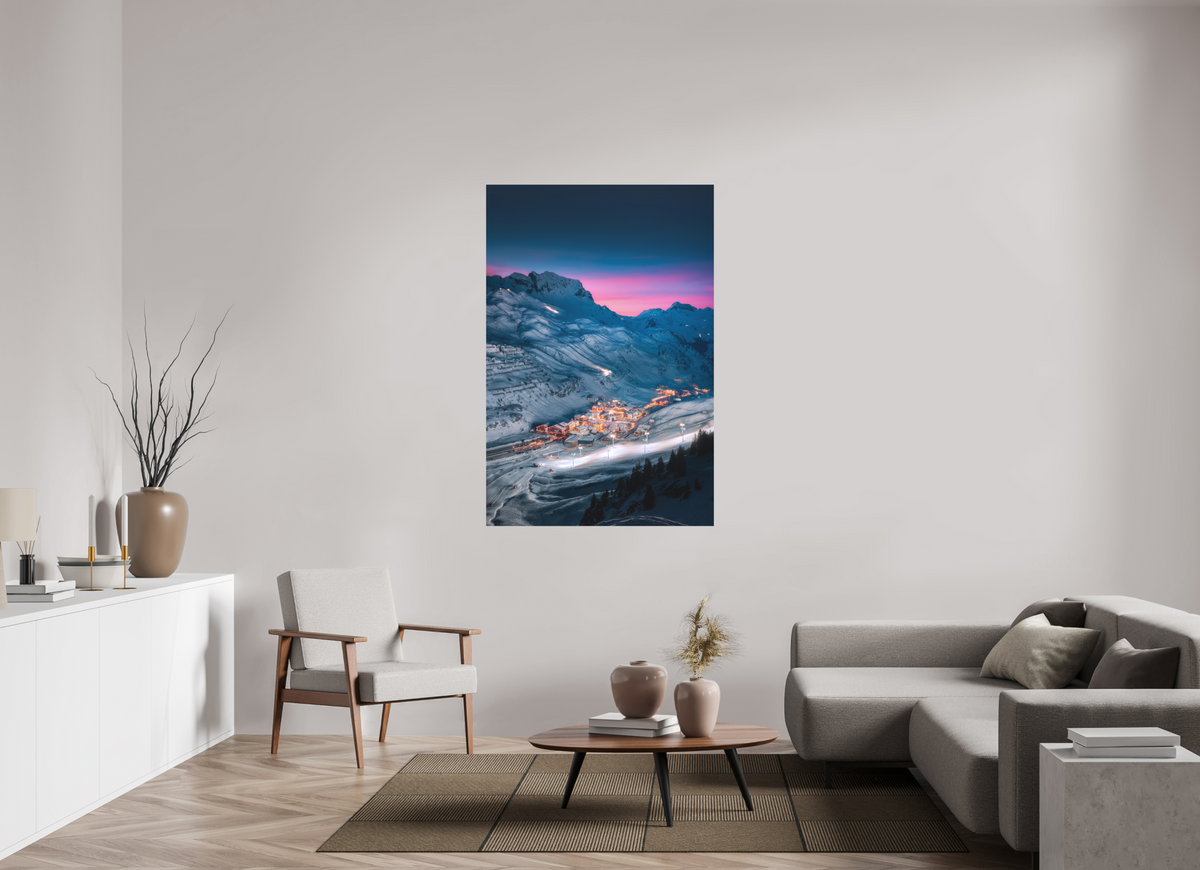100 x 150 cm, Papierprint ohne Rahmen Zürs at Night, Arlberg