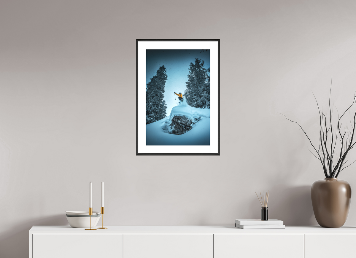 40 x 60 cm, Rahmen-Schwarz Frozen Launch Over the Trees