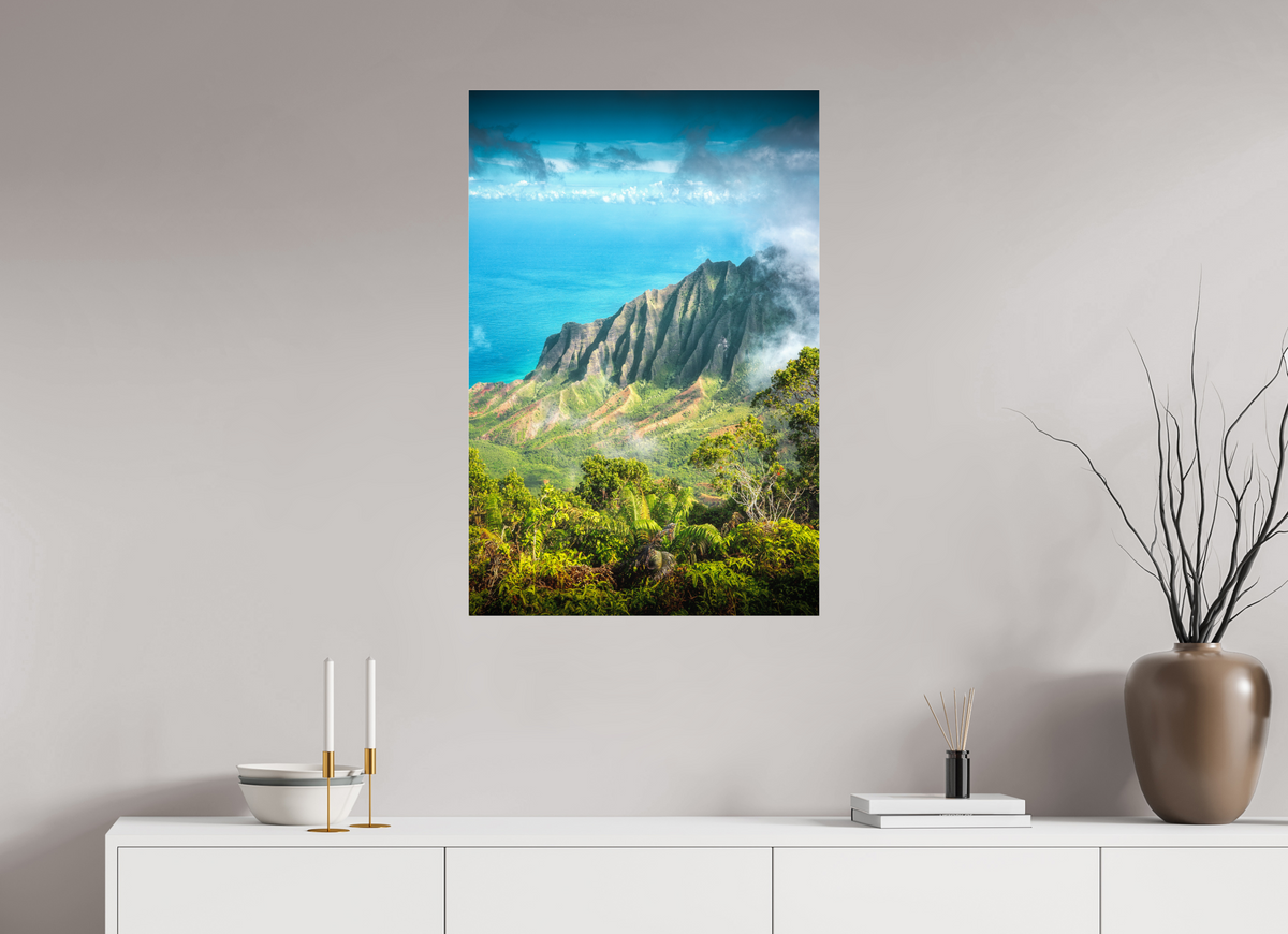 60 x 90 cm, Photo Print Under Acrylic Glass Kalalau Valley Viewpoint, Kauai Hawaii