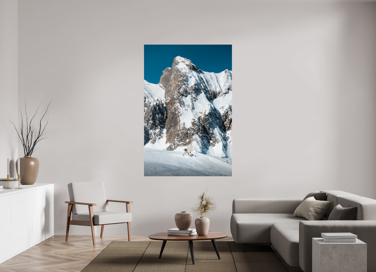 120 x 180 cm, Photo Print Under Acrylic Glass Snowy Rock Face in Winter