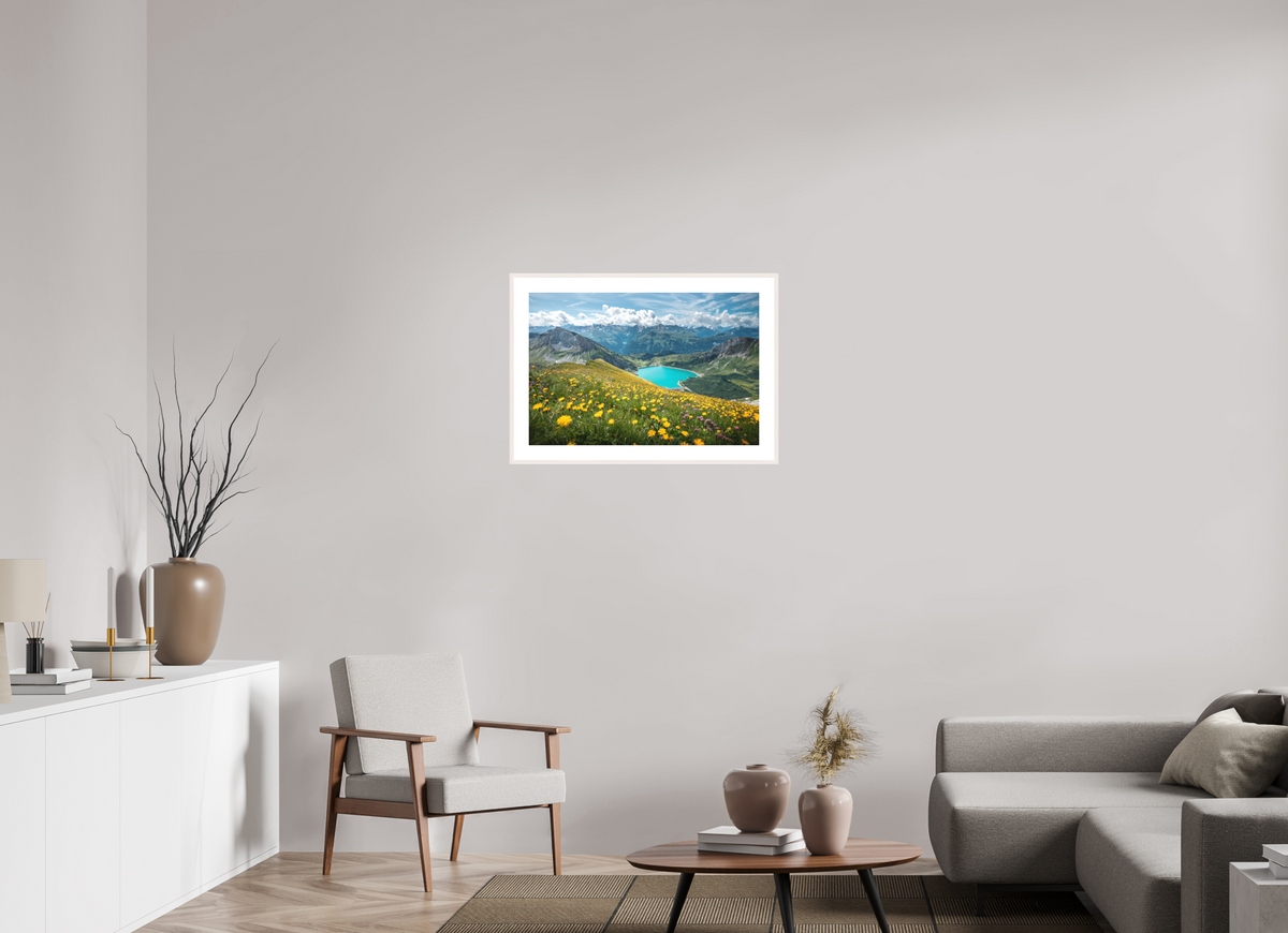 75 x 50 cm, Rahmen-Weiß Spullersee Summer Meadow, Lech