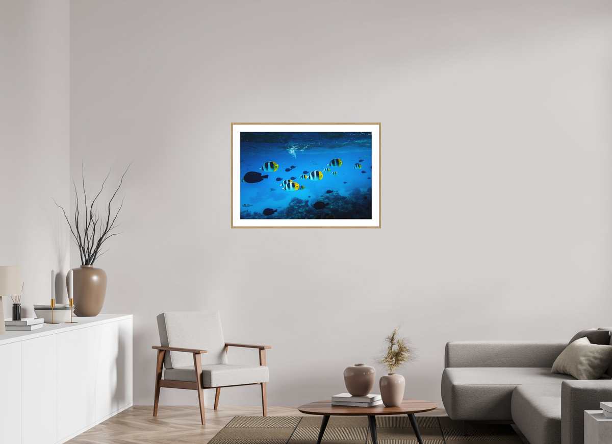 90 x 60 cm, Rahmen-Holzoptik Tropical Fish, Bora Bora