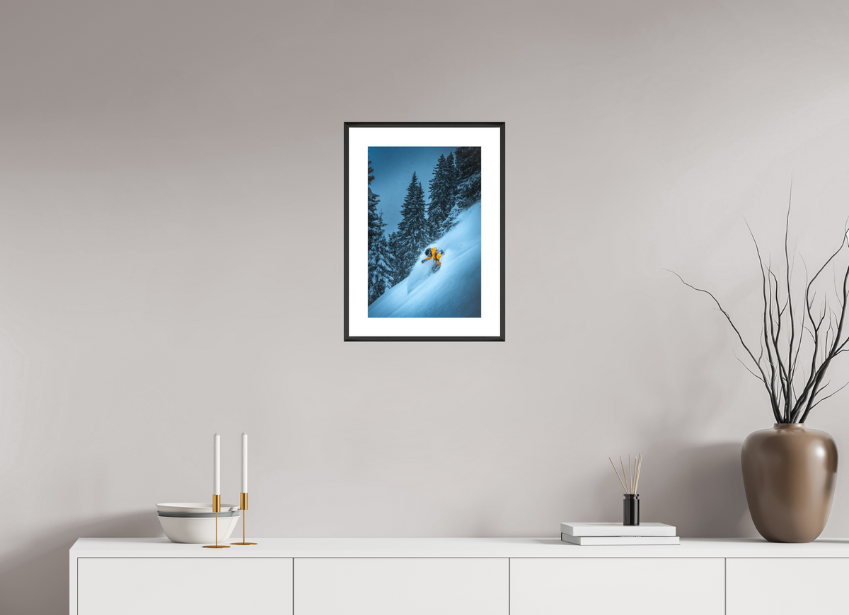 30 x 45 cm, Rahmen-Schwarz Powder Turn at the Sonnenkopf, Klostertal
