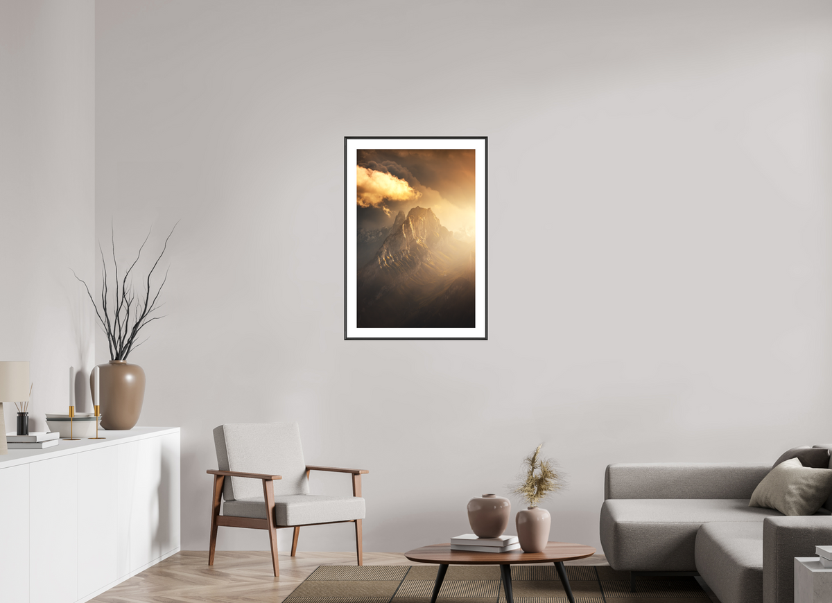 60 x 90 cm, Rahmen-Schwarz Glowing Mountainscape, Hoher Kasten
