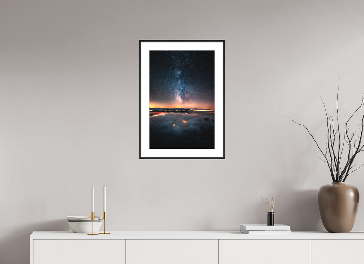 40 x 60 cm, Rahmen-Schwarz Säntis Milky Way at Night, Switzerland