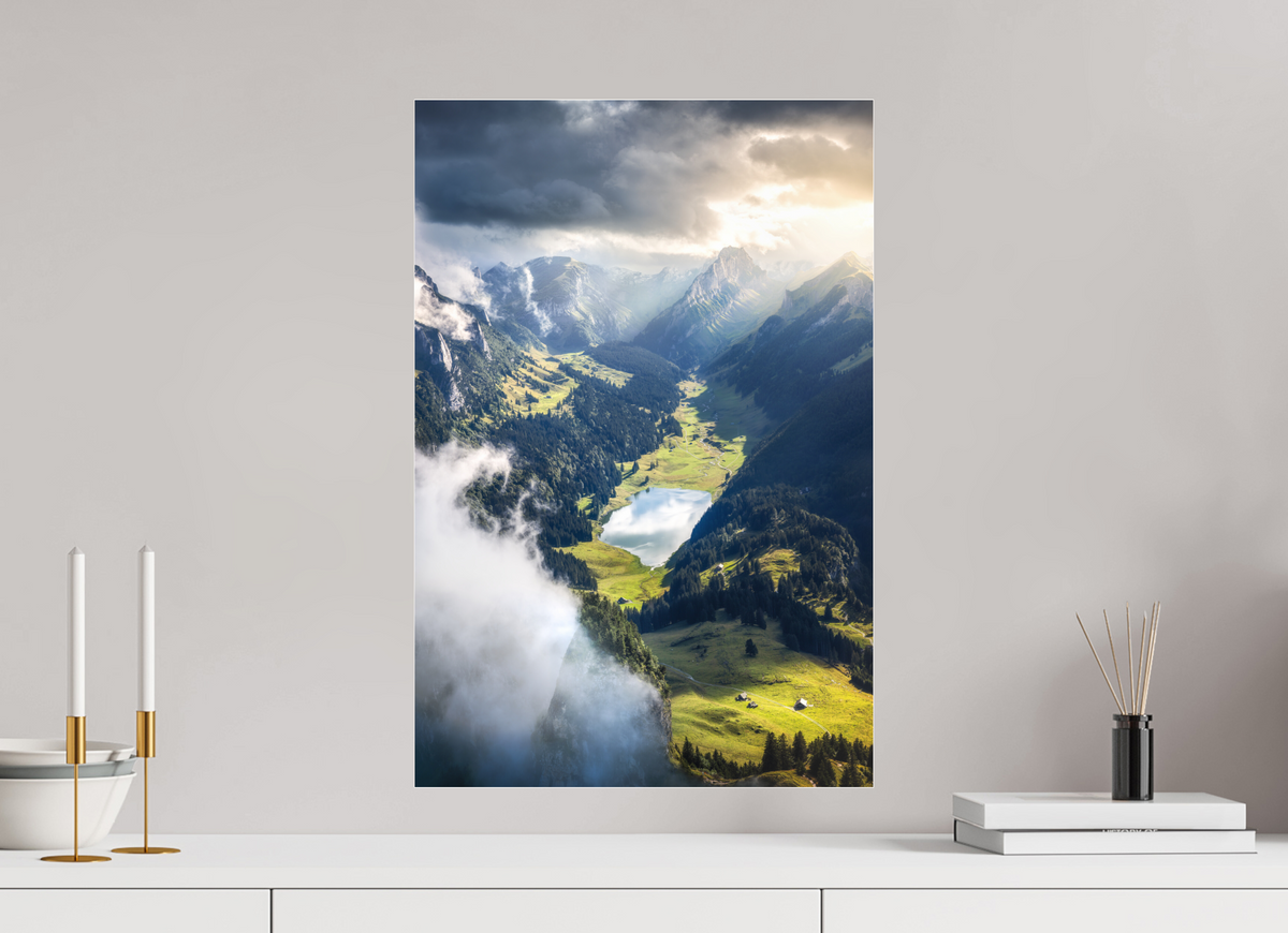 40 x 60 cm, Photo Print Under Acrylic Glass Alpine Valley and Lake, Hoher Kasten