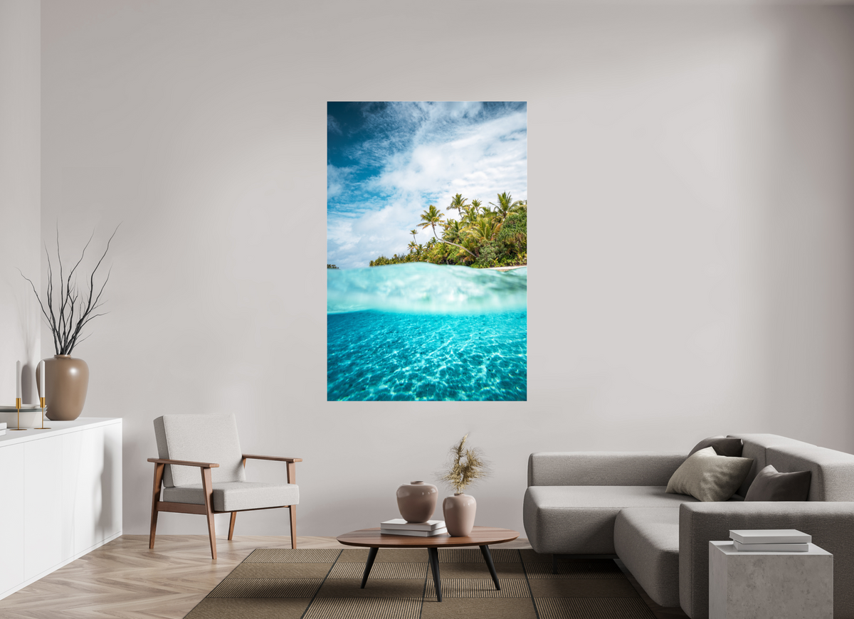 120 x 180 cm, Photo Print Under Acrylic Glass Above and Below the Waterline, Aitutaki